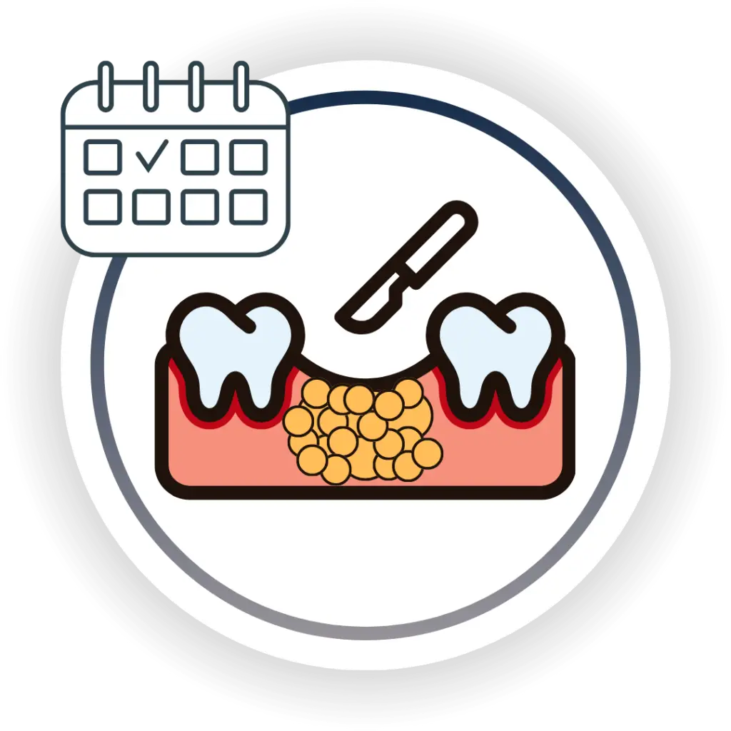 Se muestra la preparacion del area de cirugia para tus implantes dentales